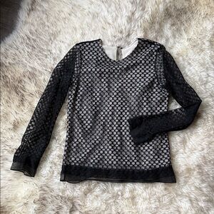 Diane Von Furstenberg Black Mesh Blouse